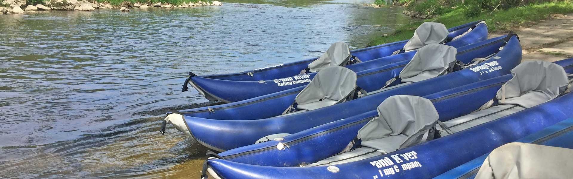 Grand River Rafting Non-tip 2 man yaks ready to be launched on the Grand River