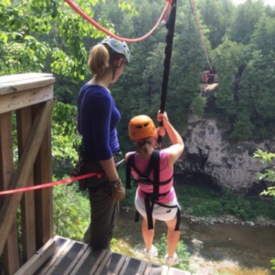 One Axe Pursuits zipline rappelling and rock climbing in Elora Ontario