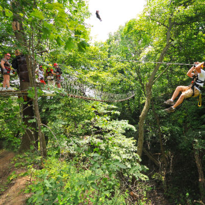 Zip line at Long Point Eco Adventures near Lake Erie Ontario