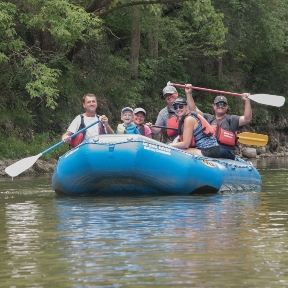 family rafting on the Grand River