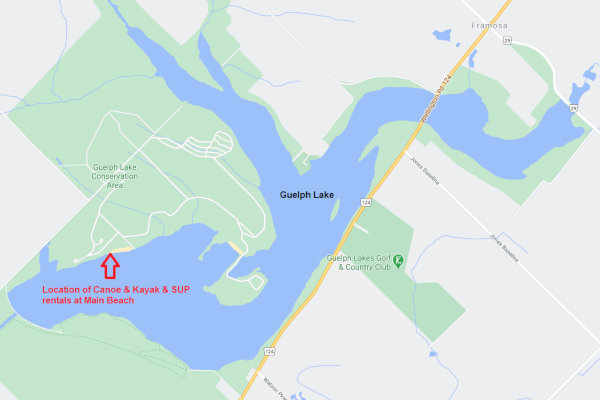 Canoe kayak SUP rentals at Guelph Lake Conservation Area