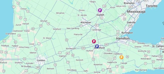 Grand river rafting locations map Map Location of Grand River Rafting trips on Ontario
