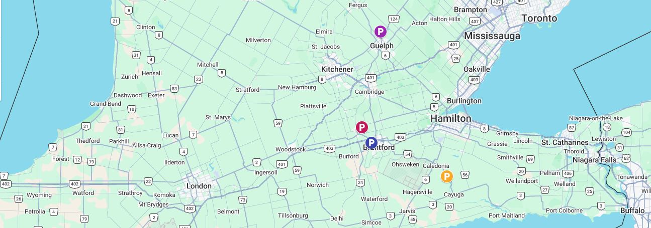 Map Location of Grand River Rafting trips on Ontario